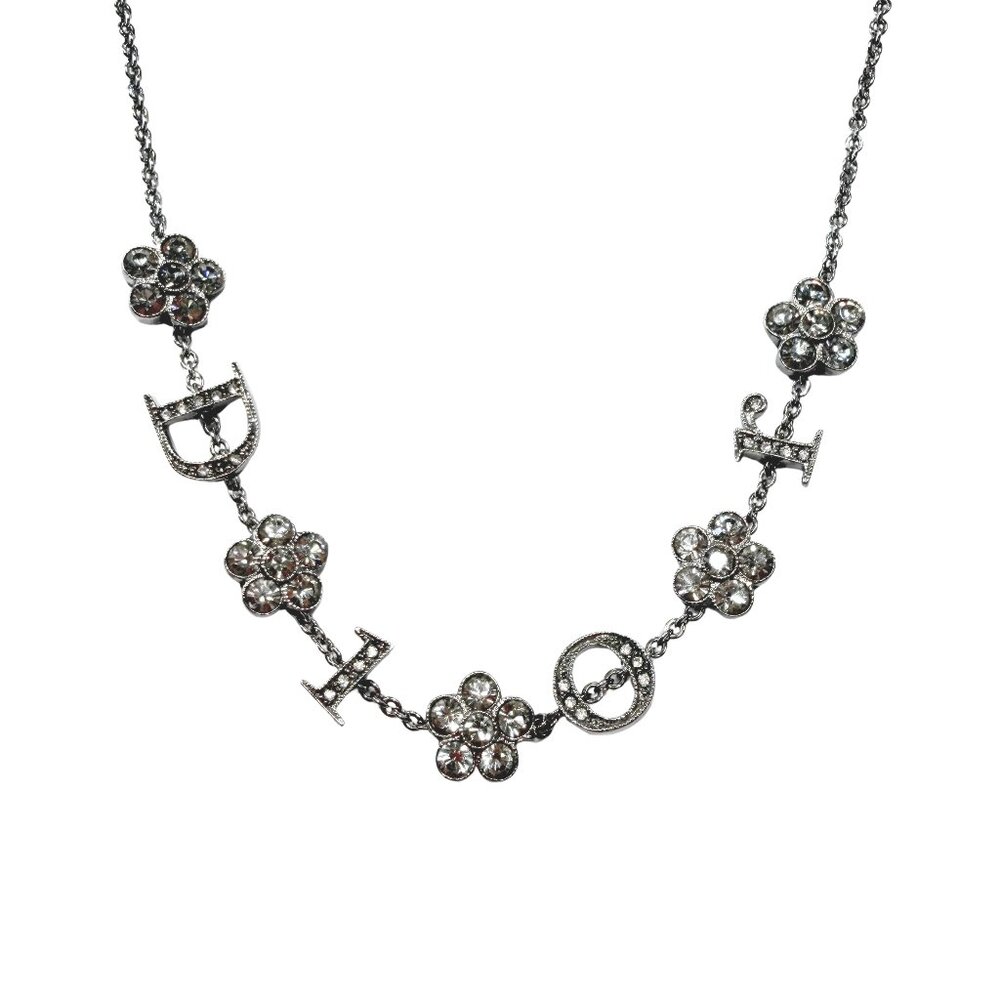 Christian Dior Crystal Necklace in Gunmetal Finish